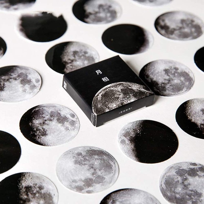 Doraking Mini Size Scrapbooks Stickers Decals, Doraking DIY Decoration Moon Phase 45PCS Stickers for Laptop Scrapbook Suitcase Notebooks Album (Moon Phase) - Image 1